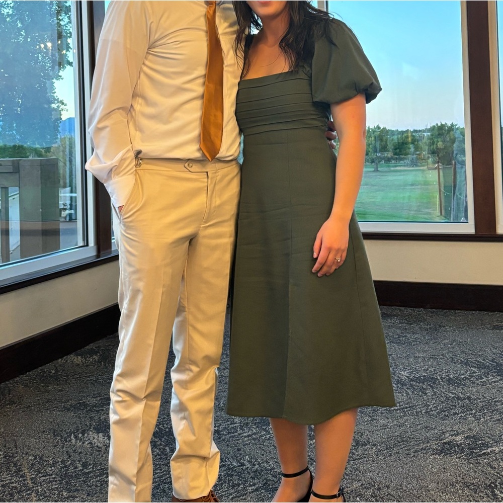 Miami Olive Smocked Midi Dress